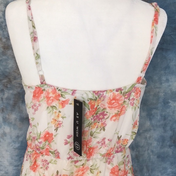 NWT As U wish Junior high low floral spaghetti straps dress Sz S - Picture 5 of 9